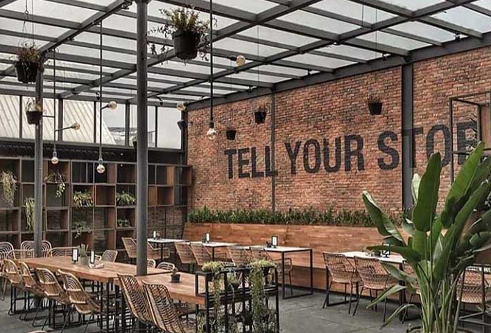 Desain Interior Cafe Outdoor Industrial