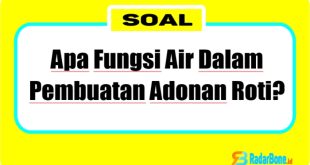 Air dalam adonan roti berfungsi membantu menghidrasi tepung, mengaktifkan gluten, mengembangkan adonan, mengontrol suhu, dan menjaga kesegaran roti.