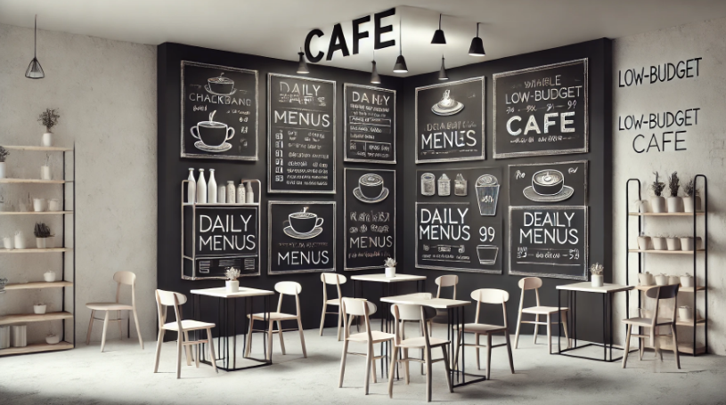 Café Minimalis Low Budget dengan Dinding Chalkboard