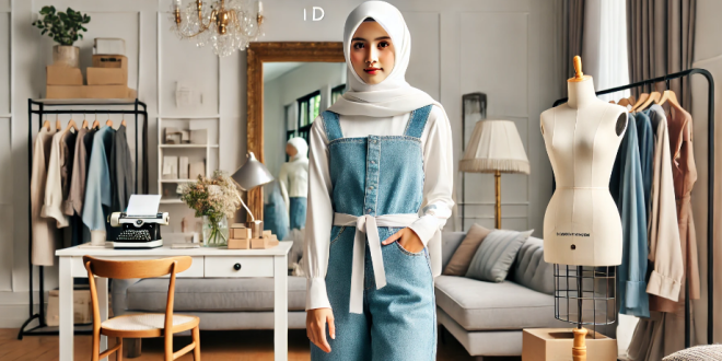 Baju Warna Denim Cocok dengan Jilbab Warna Apa