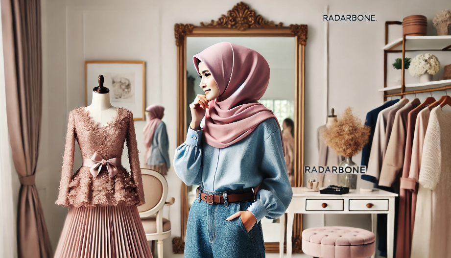 Baju Warna Denim Cocok dengan Jilbab Warna Apa