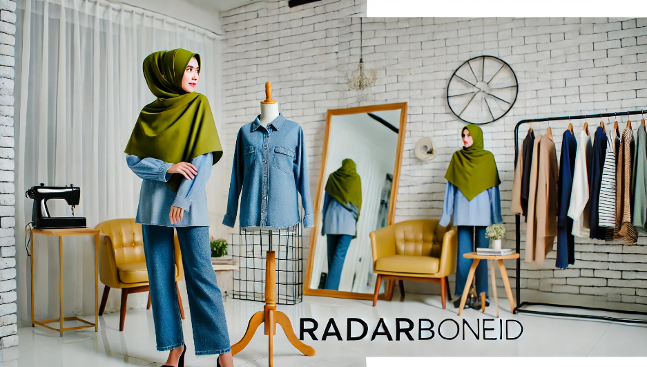 Baju Warna Denim Cocok dengan Jilbab Warna Apa