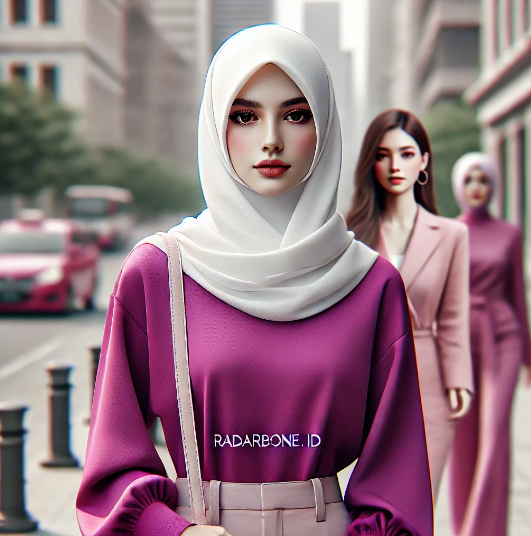 Baju warna magenta padu padan jilbab putih